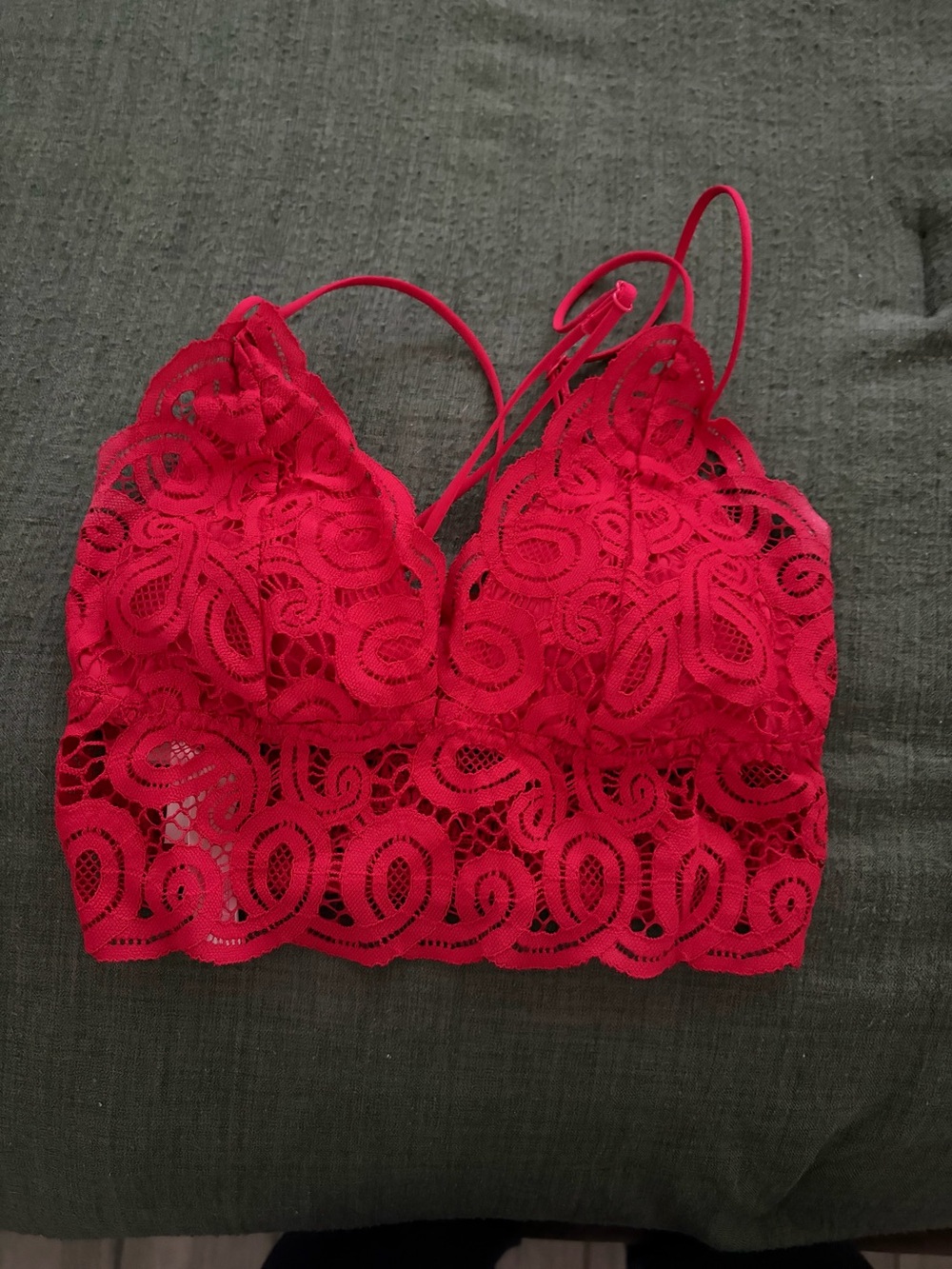 PINK Victoria's Secret Red Lace Longline Bralette